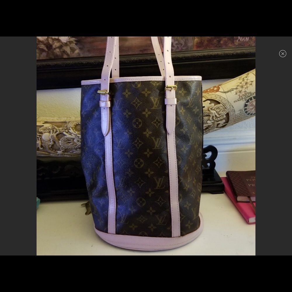 AUTHENTIC LV GM BUCKET XLARGE PINK BROWN LINED